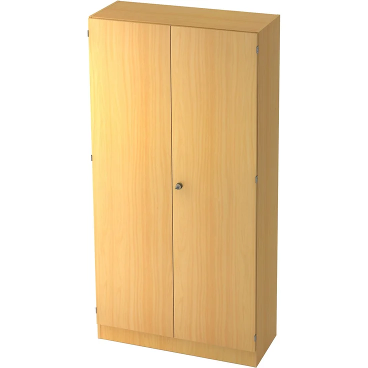 bümö office Aktenschrank abschließbar, 100 cm breit, 5 Ordnerhöhen, Buche - breiter Büroschrank mit Flügeltüren, 4 verstellbaren Fachböden und Sockel, 6910-6-6-SG – Bild 1