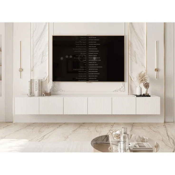 yourhouse24 Lowboard TV ANGEL 300 mit LED-Beleuchtung – Geriffelte Fronten – Bild 2