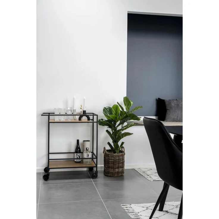 House Nordic Barwagen mit 2 Einlegeböden, Eichenoptik, Gestell schwarz, 68x40x79 cm – Bild 7