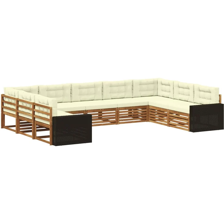 vidaXL Outdoor-Sofagarnitur 9 stk. 9-Sitzer Natur und Creme 3383843 – Bild 2