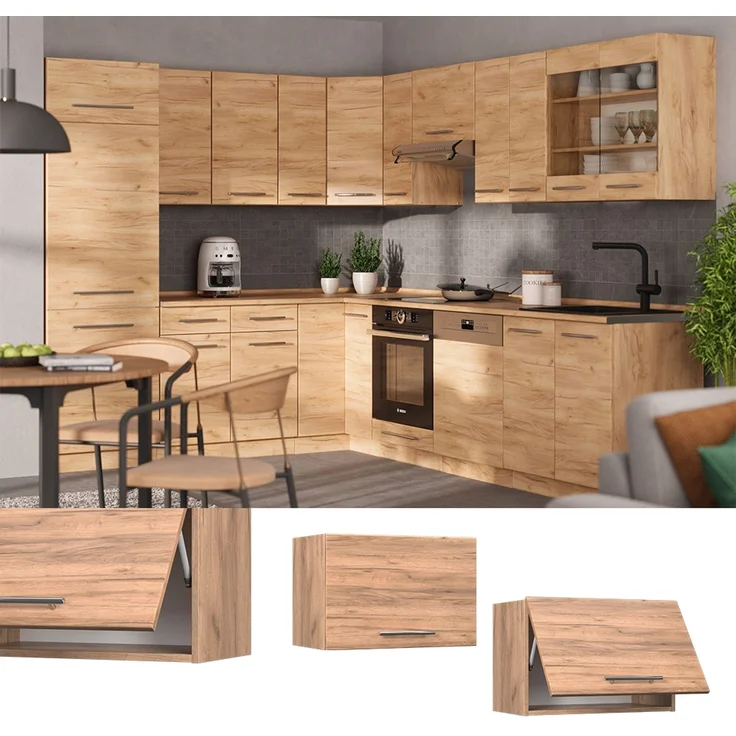 Hängeschrank Fame-Line Goldkraft Eiche 60 cm Flach Vicco – Bild 2
