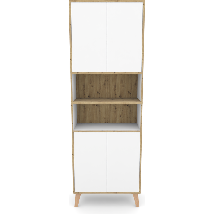 Badschrank MORENA mit 4 Türen und 2 offenen Fächern, Grau/Eiche – Bild 2