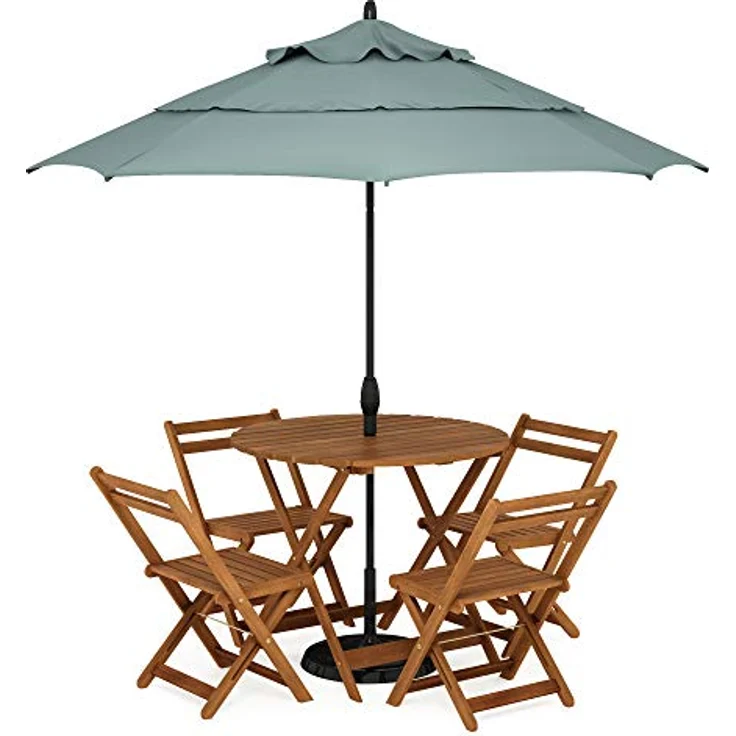 Furinno Tioman Outdoor Klapptisch mit Sonnenschirmloch, Natur, 89,92 x 89,92 x 72,39 cm – Bild 2