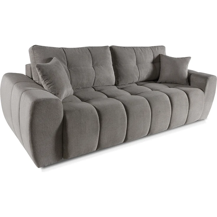 MEBLINI Sofa mit Schlaffunktion – FUTU – 263x105x93cm – Grau Plüsch – Schlafcouch Ausziehbar - Schlafsofa mit Bettkasten - Sofabett - Couch mit Schlaffunktion – Klappsofa – Bild 1