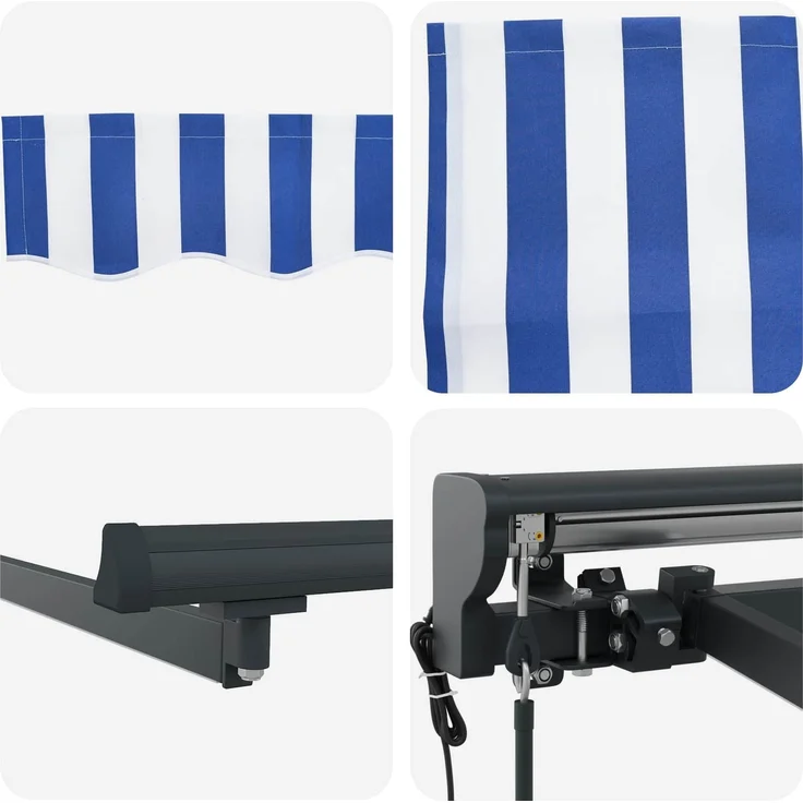 vidaXL Elektrische ausziehbare Markise Blau und Weiß 4,5 × 3 m 3421617 – Bild 6
