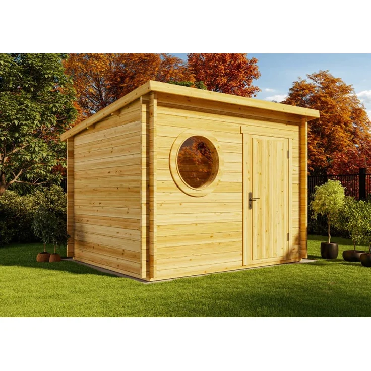 Alpholz Gartenhaus Maria-Rondo 44 A Gartenhaus aus Holz in Pinie Holzhaus mit 44 mm Wandstärke Blockbohlenhaus mit Montagematerial – Bild 1