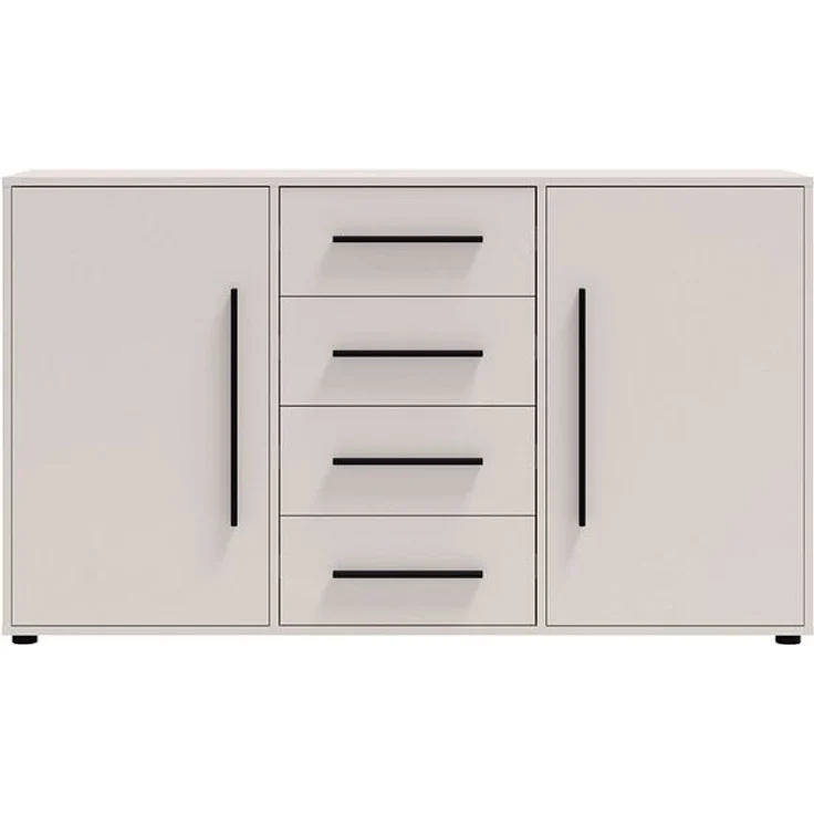 Lomadox Schlafzimmer-Set MOLLERUSA-132, (Spar-Set, 7-tlg, Bett Kleiderschrank Sideboard Bettschubkästen Nachttische), in kaschmir mit schwarzen Griffen, Liegefläche 160x200 cm – Bild 4