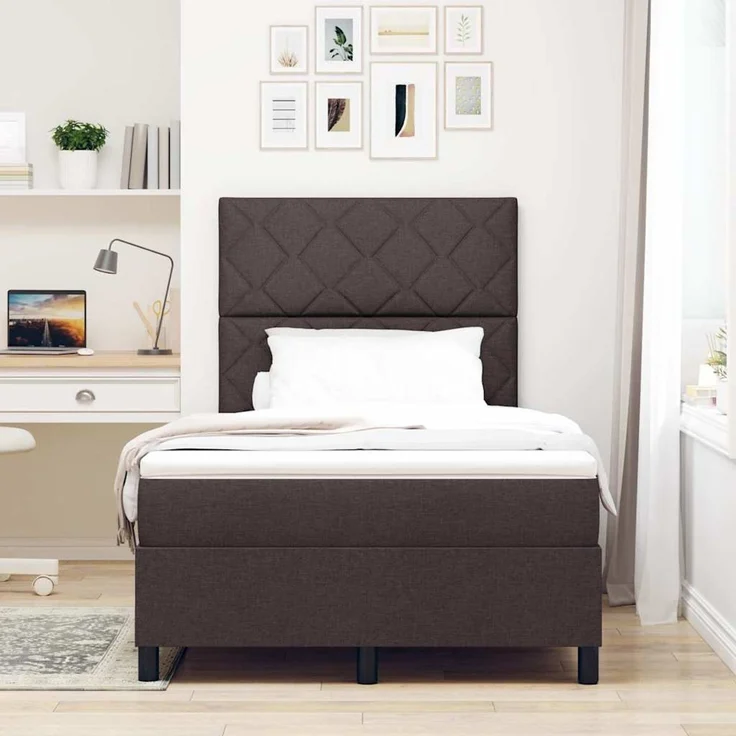 vidaXL Boxspringbett mit Kopfteil Dunkelbraun 120 x 190 cm Stoff 3342931 – Bild 4