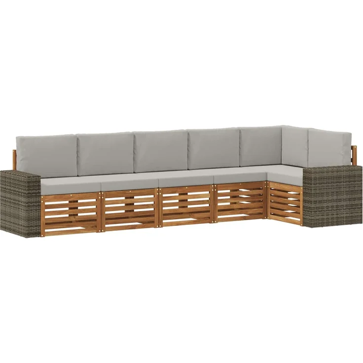 vidaXL Outdoor-Sofagarnitur 6 stk. 6-Sitzer Natur und Hellgrau 3384427 – Bild 2
