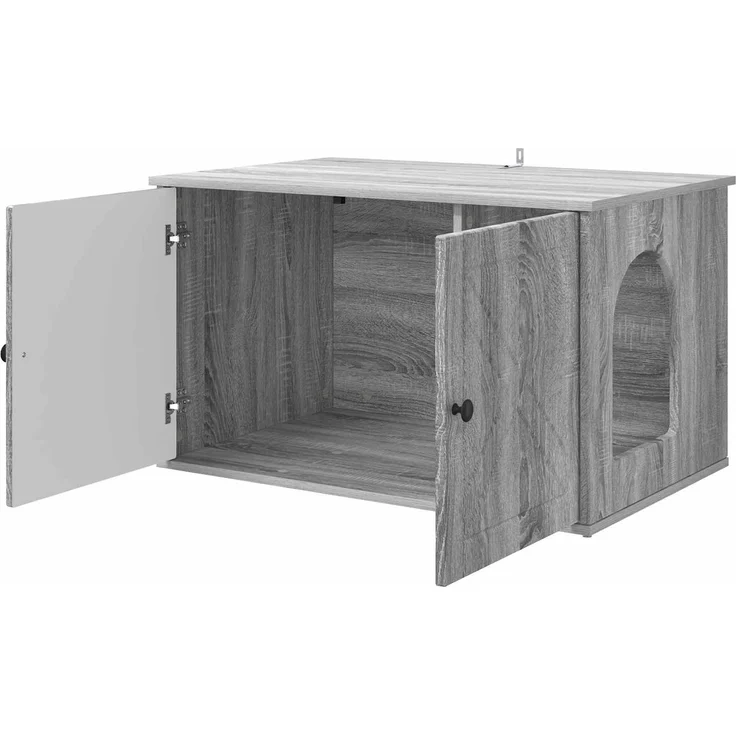 vidaXL Katzenhaus Graues Sonoma 85 x 55 x 50 cm Holzwerkstoff 8000731 – Bild 5