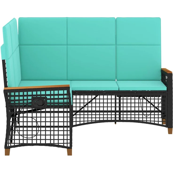 vidaXL Garten Liegesofa Set Schwarz und Türkis 164 x 164 x 112 cm 42026828 – Bild 6