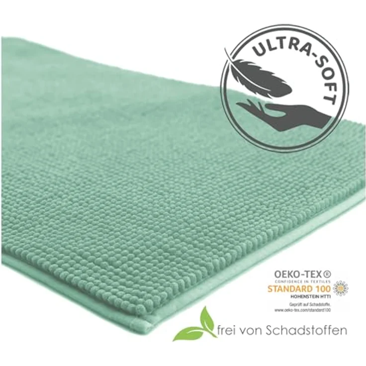 heimtexland Badematte Badvorleger Chenille Badteppich Duschvorleger, rutschhemmend beschichtet, Fußbodenheizung geeignet, fußbodenheizungsgeeignet, saugstark, schnell trocknend, strapazierfähig, rutschfest, Polyester, rechteckig, 45x50 cm, Hochflor, su... – Bild 4