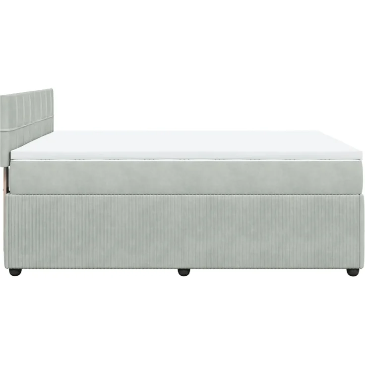 vidaXL Boxspringbett mit Matratze Hellgrau 140x190 cm Samt 3287734 – Bild 9