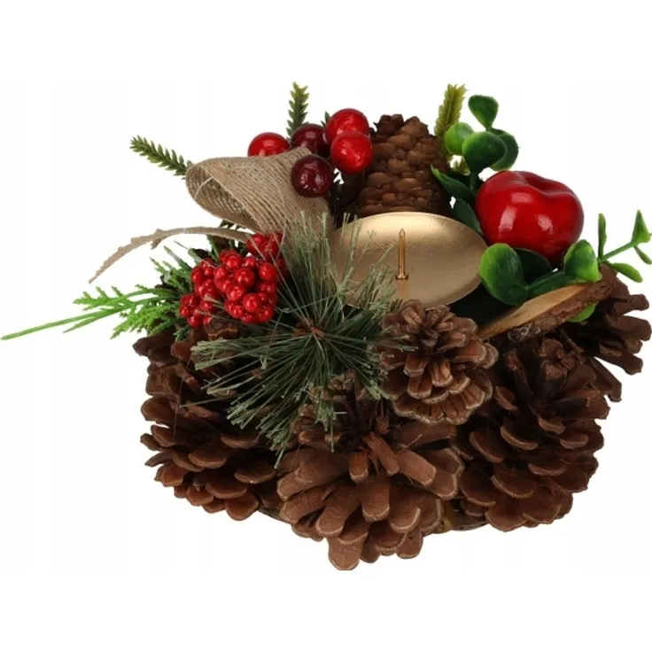 Home Styling Collection Kerzenhalter mit Tannenzapfen Weihnachtsdeko 15 cm