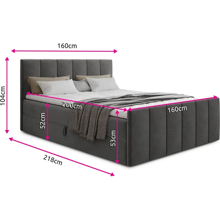 Boxspringbett Star Lux mit Fußteil, 2 Bettkästen und Matratzentopper - Doppelbett mit Topper, Bonell-Matratze, Polsterbett, Bett (Beige (Inari 22), 160 x 200 cm) – Bild 4