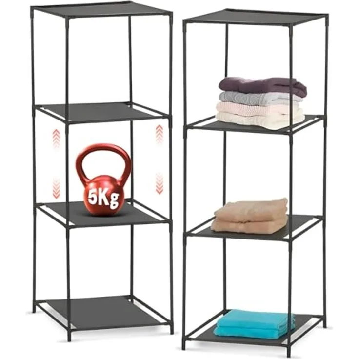 Avilia Platzsparendes Schuhregal mit 3 Ablagen aus Stoff – Set mit 2 modularen Regalen 34 x 34 x 98 cm – vielseitiges Bücherregal für Badezimmer, Küche und Wohnzimmer, leicht und robust für
