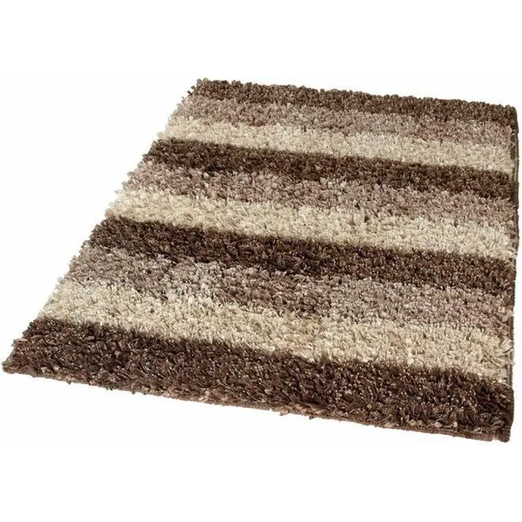 Kleine Wolke Badematte Lounge, Höhe 24 mm, rutschhemmend beschichtet, fußbodenheizungsgeeignet, Baumwolle, Kunstfaser, rechteckig, Badteppich, Fransenflor, gestreift, leichter Glanzeffekt, waschbar