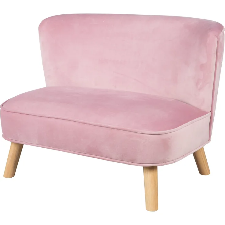 roba Kindersofa 'Lil Sofa' mit stabilen Holzfüße - Samtstoff - Rosa / Mauve