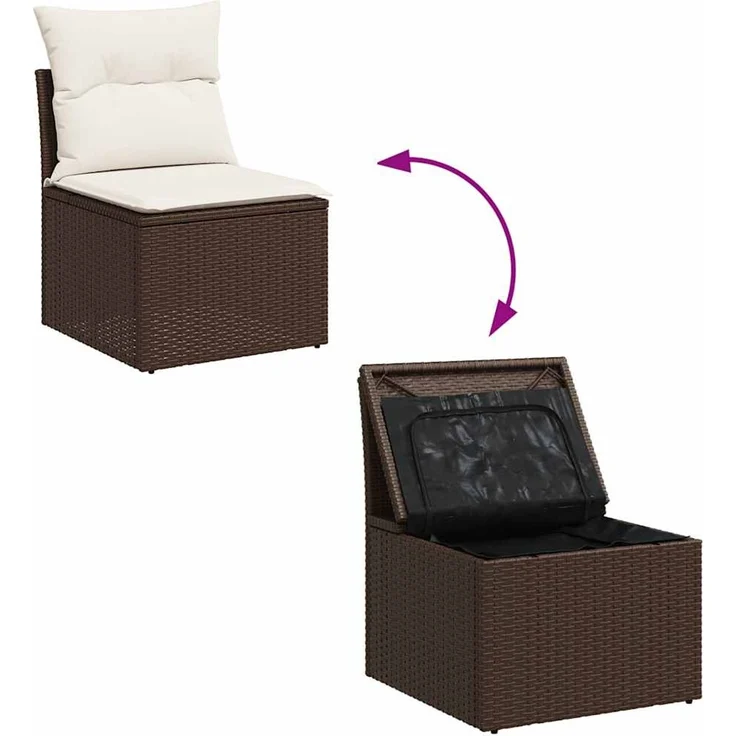 vidaXL 5-tlg. Garten-Sofagarnitur mit Kissen Braun Poly Rattan 3326154 – Bild 6