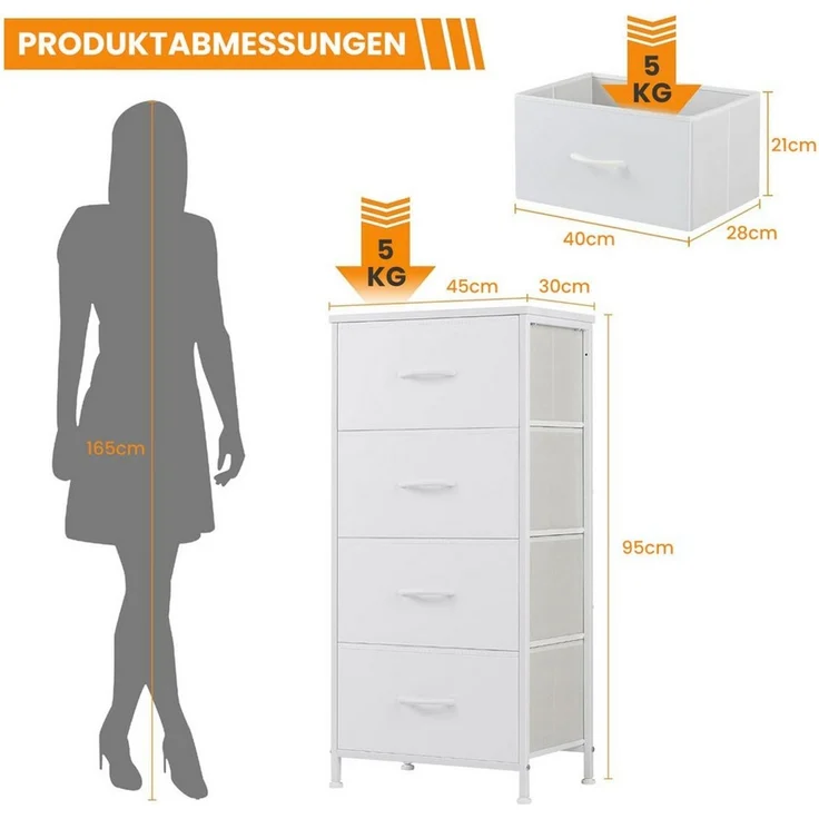 DUMOS Stauraumschrank Kommode mit Stoffschubladen, Stoffkommode für Schlafzimmer Geeignet Schubladenschränke – Bild 1
