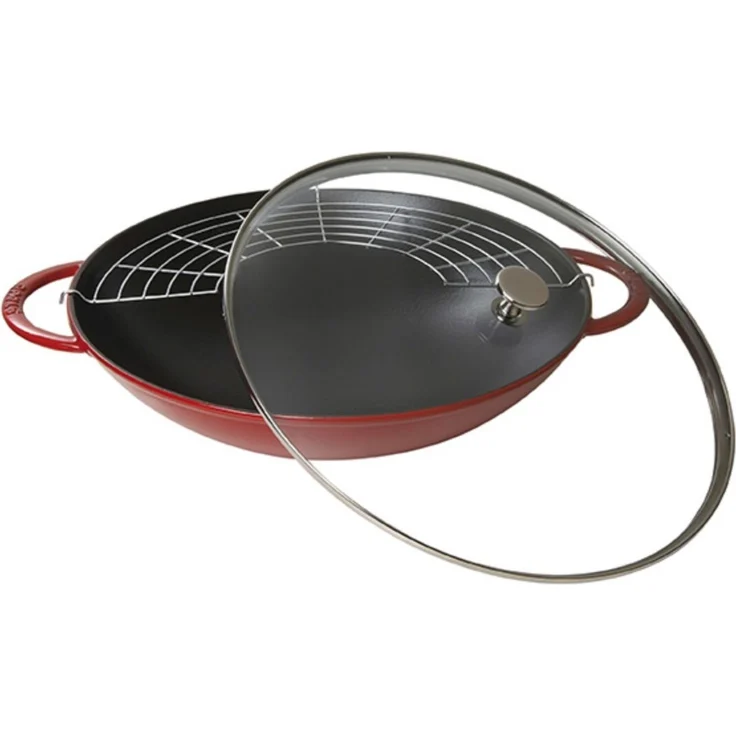 STAUB Wok nClassic Gusseisen 5,7 l Ø37cm kirschrot – Bild 1