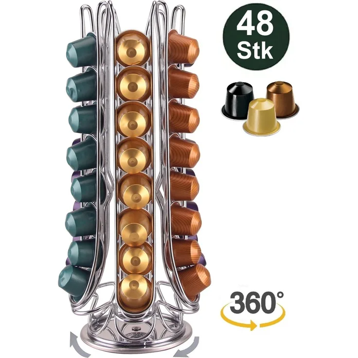 Kaffeekapsel Ständer Kapselspender Kapselhalter drehbar 48 Kapseln Nespresso N08