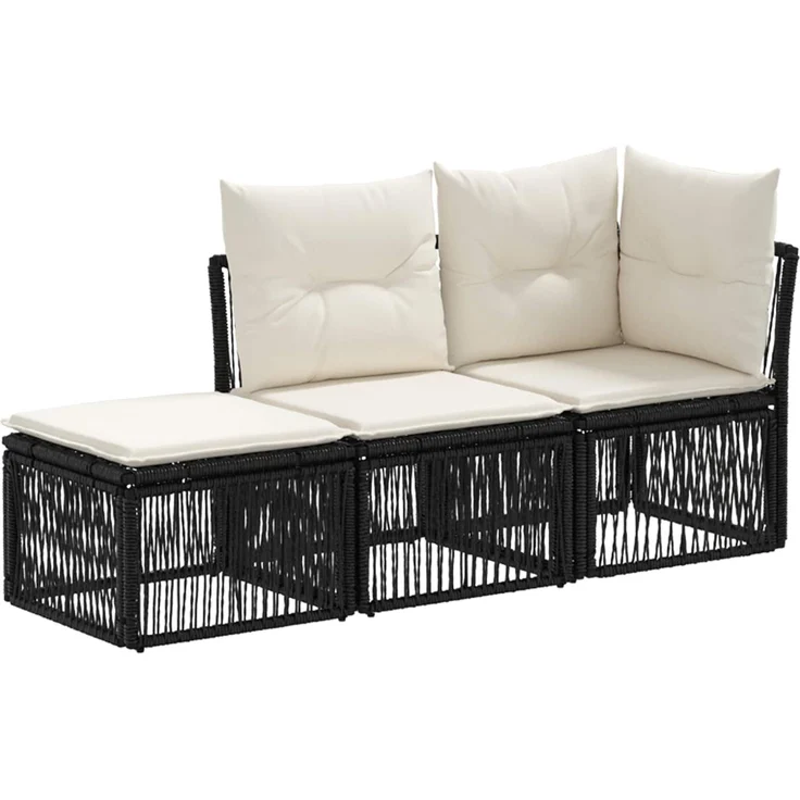 vidaXL Gartensofa-set 3 stk. 3-Sitzanzahl Schwarz Poly-Rattan 3434176 – Bild 2