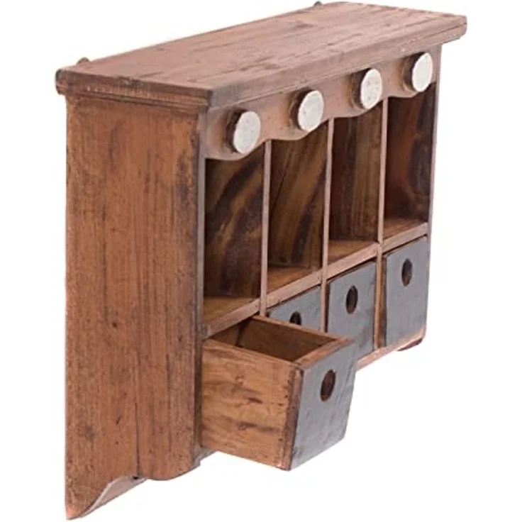 DESIGN DELIGHTS Wandregal VINTAGE WANDREGAL "LUNA", Mahagoni, 60 cm, Holz Küchenregal – Bild 2