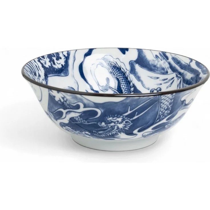 WestCraft Servierschüssel Japan-Bowls ASIATICA, Drachengott Edition, Porzellan-Schalen, 20,5 cm, Porzellan, Hochwertig, asiatische Ramen-, Reis-, Nudel-, Udon-, Suppen-Schüssel – Bild 1