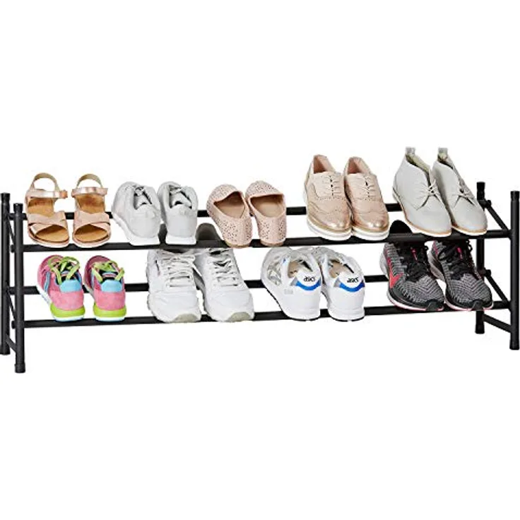 LOVE !T STORE !T Loft Schuhregal, aus Metall, schmales, offenes Regal für bis zu 10 Paar Schuhe, ausziehbar und stapelbar, matt schwarz