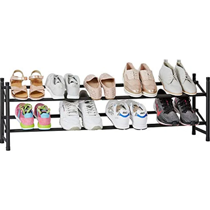 LOVE !T STORE !T Loft Schuhregal, aus Metall, schmales, offenes Regal für bis zu 10 Paar Schuhe, ausziehbar und stapelbar, matt schwarz – Bild 1
