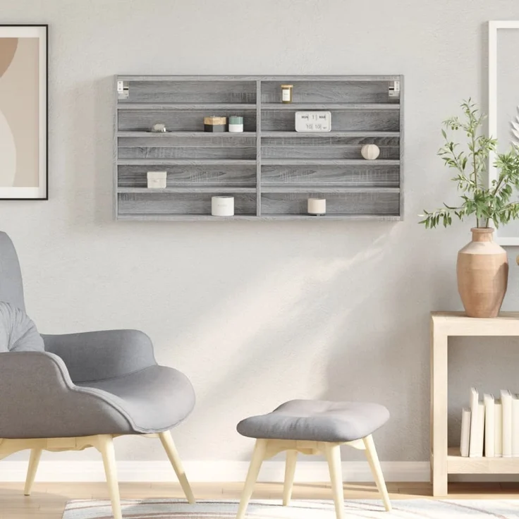 vidaXL Vitrinenschrank Grau Sonoma 100x8,5x50 cm Holzwerkstoff 847952 – Bild 3