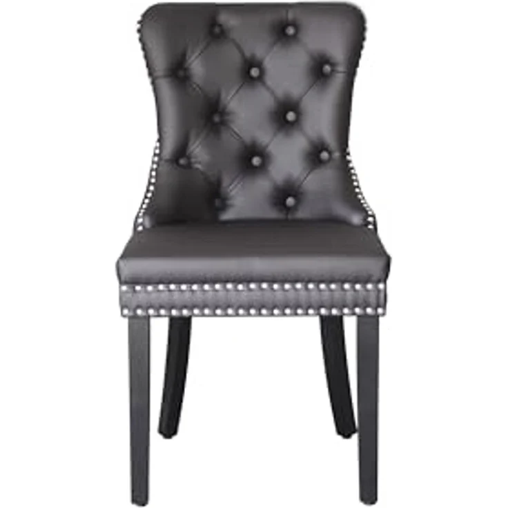 byLIVING Esszimmerstuhl 2er Set Domino/Kunstleder Dunkelbraun/Gestell Massivholz schwarz/B 48,5, H 93, T 61 cm – Bild 6