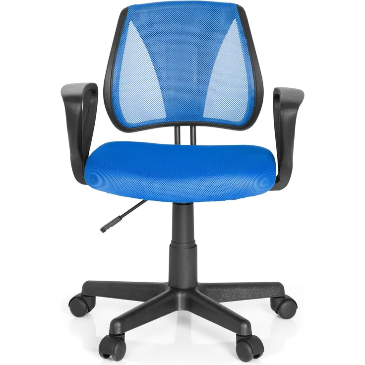 hjh OFFICE 725100 Kinder- und Jugenddrehstuhl KIDDY CD Netzstoff Blau höhenverstellbarer Schreibtischstuhl mit Armlehnen