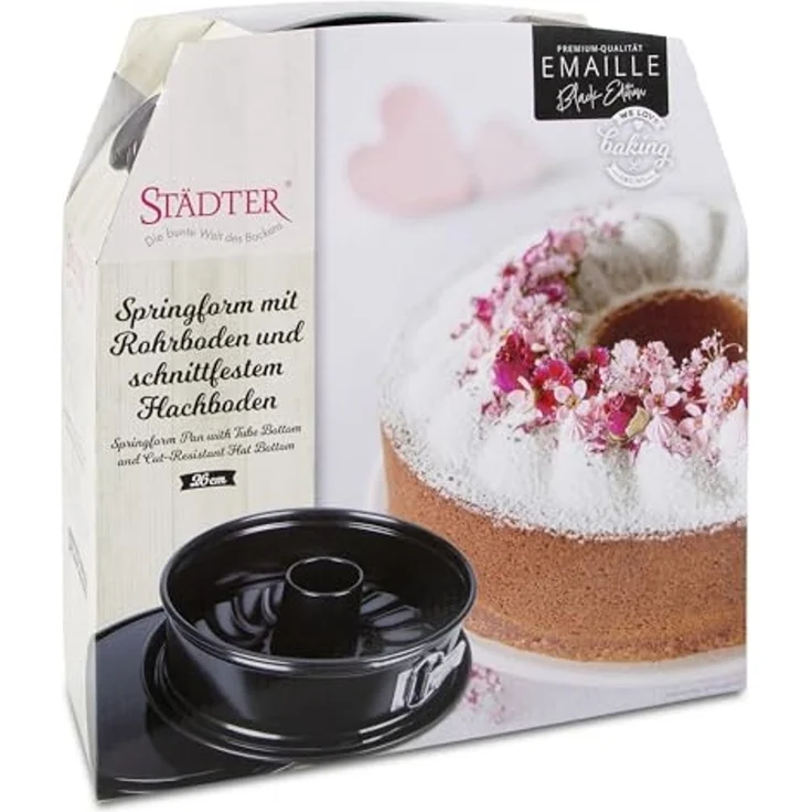 Städter We love baking Serie Springform EMAILLE ø 26 cm / H 7 cm Schwarz mit Flach-, Rohrboden – Bild 7