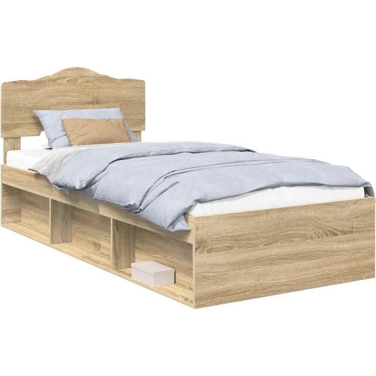 vidaXL Bettrahmen Sonoma 100 x 200 cm Massives Kiefernholz 3412936 – Bild 1