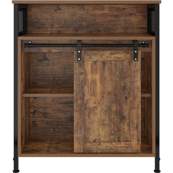 SogesHome Buffets Sideschrank Küchenschrank mit Schiebetür Sideboard mit 3 offenen Fächern für Aufbewahrung für Küchen Wohnzimmer Vintagebraun 70 x 30 x 80 cm – Bild 7