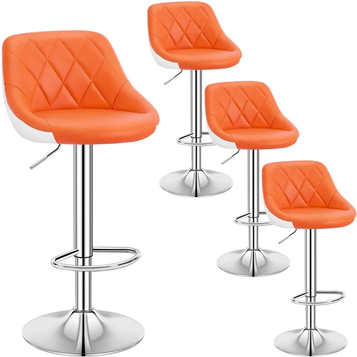 WOLTU Barhocker 4er Set, Barstuhl Höhenverstellbar, PU-Bezug, Orange | WOLTU Barhocker 2er Set, Barstuhl Höhenverstellbar, PU-Bezug, Orange
