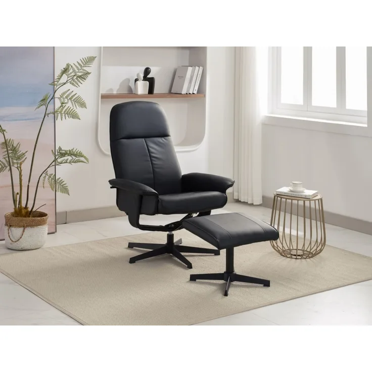 Relaxsessel mit Hocker HWP58-SCH schwarz