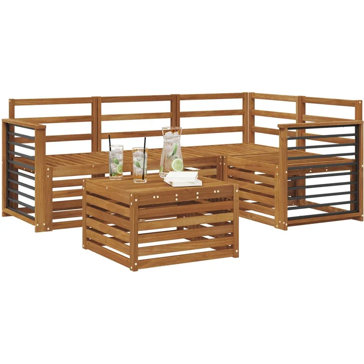 vidaXL Outdoor-Sofagarnitur 5 stk. 4-Sitzer Natur Massivholz Akazie 3374779 – Bild 3