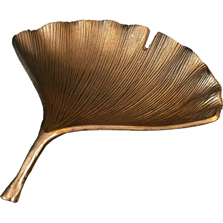 riess-ambiente Dekoschale GINKGO 33cm gold (Einzelartikel, 1 St), Wohnzimmer · Metall · handmade · Schmuck · Boho