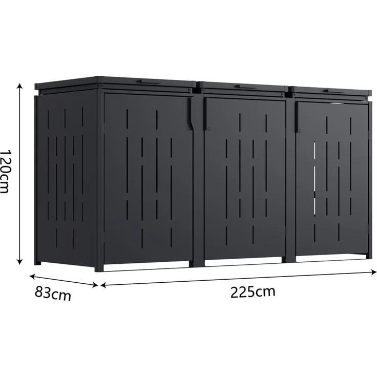 Weide Mülltonnenschrank XL | aus Stahl | 2250L | in Anthrazit 225x83x120cm – Bild 4