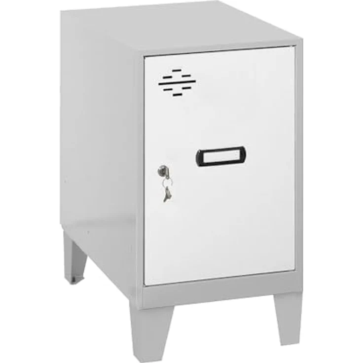 SimonRack Simonlocker Kommode, klein, 575 x 300 x 500 mm, Amario aus Metall, inkl. Schlüssel, Grau/Weiß – Bild 2