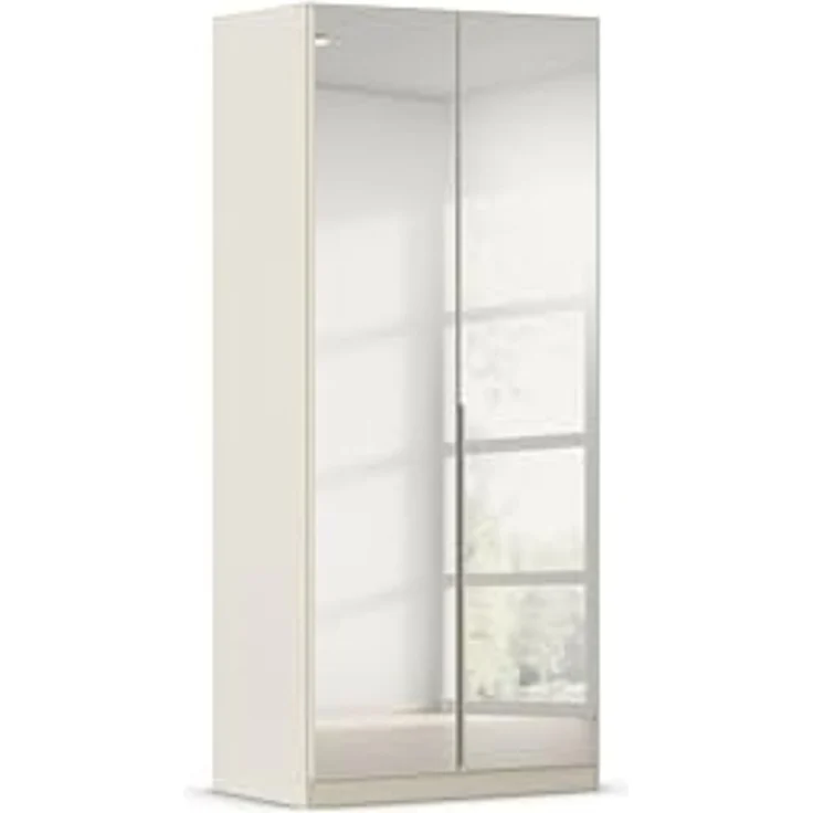 Rauch Möbel Alabama, Kleiderschrank für Schlafzimmer, Kinderzimmer, Wohnzimmer, Garderobe, Flur, 2-türig, Spiegel, mit Zubehör Basic, Farbe Beige, Breite 91 cm – Bild 1