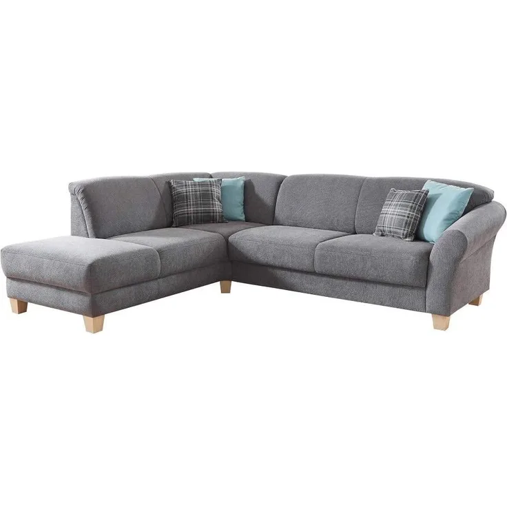 CAVADORE Ecksofa Gootlaand / Große Couch im Landhaus-Stil / Mit Federkern-Polsterung / 257 x 84 x 212 / Grau