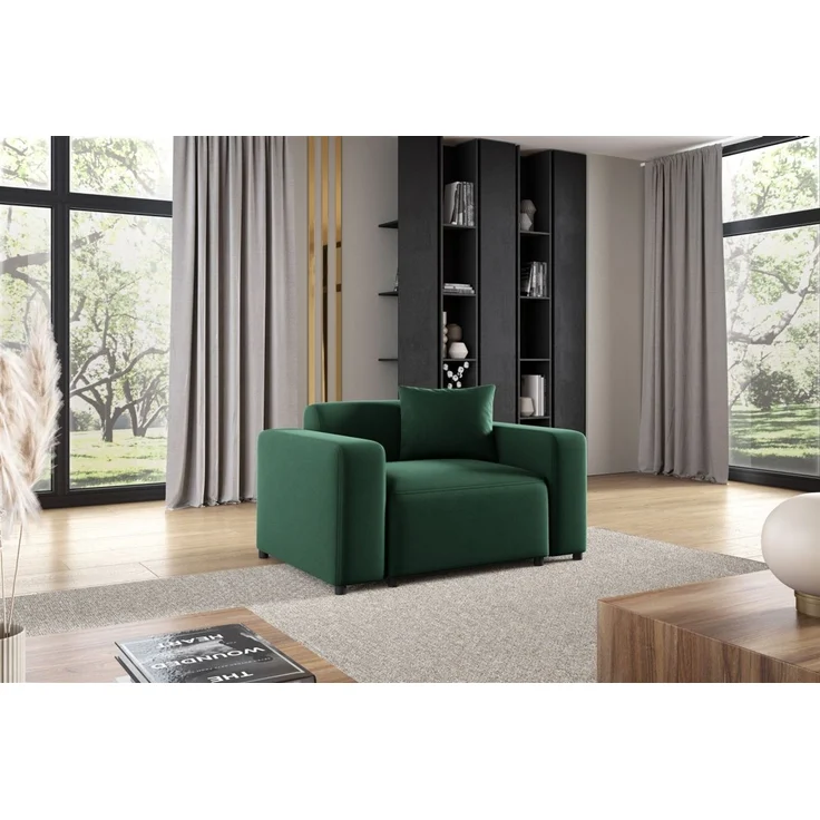 Sessel Designersessel MEGAN in Stoff Salvador Dunkelgrün – Bild 1