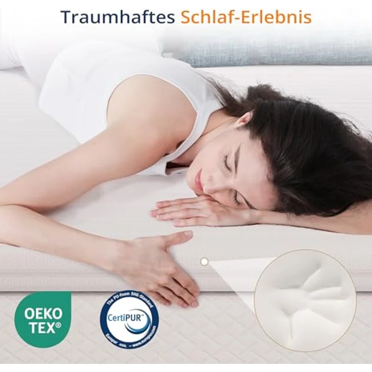 EGO HOME Matratzentopper 140x200 cm – 8cm Memory Foam Topper H2, Weicher, Premium Komfort-Topper mit Abnehmbarem & Waschbarem Bezug, Atmungsaktiv – Hochwertige Matratzenauflage für Boxspringbett Bett – Bild 7