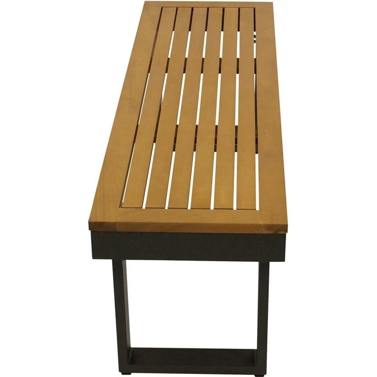 DEGAMO Gartenbank KAMPALA ohne Rückenlehne, 120cm, Aluminium anthrazit + Akazie geölt, wetterfest – Bild 3