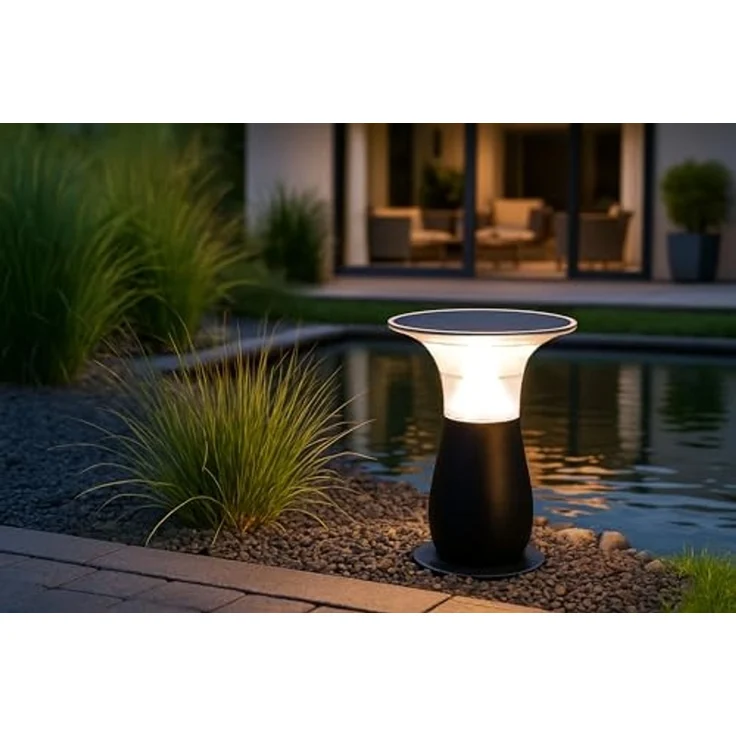 Arnusa LED Solarleuchte Solarlampe Wegeleuchte Sockelleuchte 29 cm Gartenlampe Außenleuchte, Duo Farbeinstellung, LED fest integriert, Kaltweiß, Warmweiß, Duo Color – Bild 3