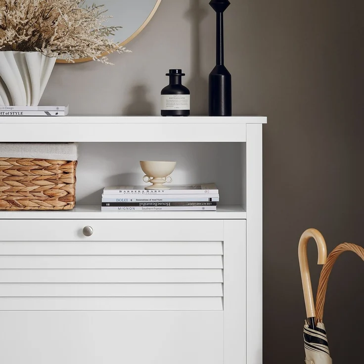 SoBuy FSR152-W Schuhschrank, MDF, Lackiert, Weiß, 80 x 108 x 25 cm – Bild 5